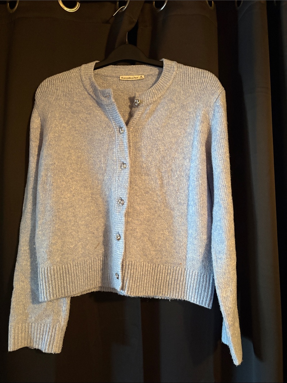 Abercrombie & Fitch Pale Blue Ribbed Button Cardigan